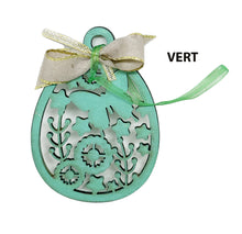 Load the image in the gallery,Hand-cut and painted wooden ornament in the shape of an Easter egg and butterflies
