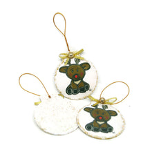 Load the image in the gallery,Wooden Christmas bauble with reindeer and small bell
