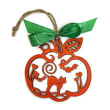 Load the image in the gallery,Halloween ornaments with carved wooden pumpkin set of 2 - NEW
