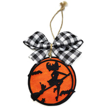 Load the image in the gallery,Halloween ornament with cut out wooden witch - NEW
