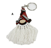 Charger l&#39;image dans la galerie, Porte clé bois et ficelle gnome papa avec anneau pour clés
