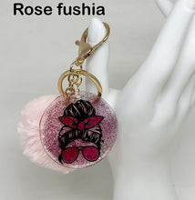 Load the image in the gallery,Women&#39;s pompom and sequins key ring
