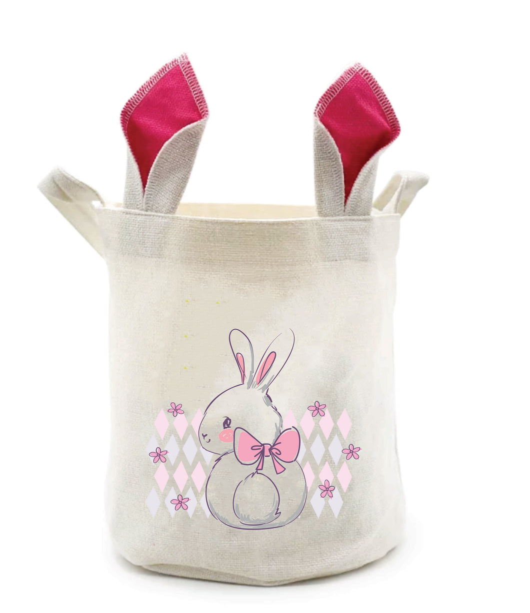 Cloth bag with pink bunny ears
