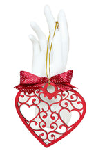 Load the image in the gallery,Heart shaped carved and painted wooden ornament
