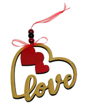 Load the image in the gallery,Heart shaped carved and painted wooden ornament
