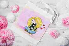 Load the image in the gallery,Girl cotton bag with pink cat - Bags and pouches -
