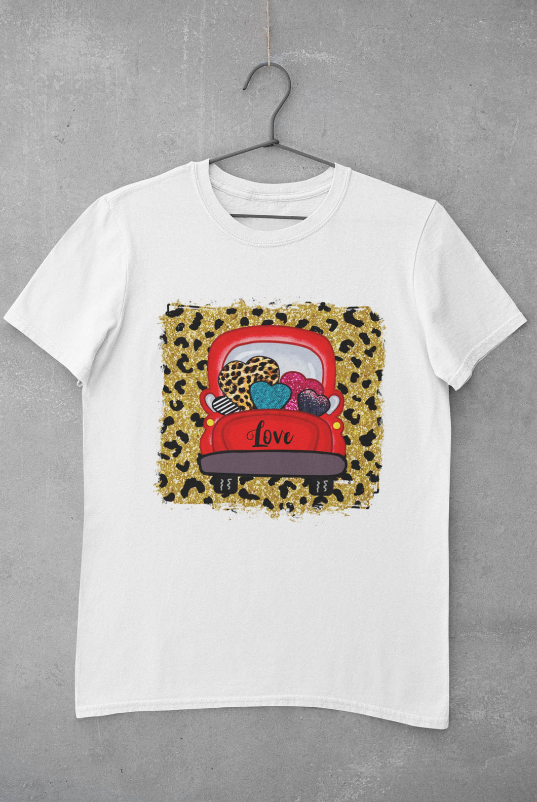 T-shirt coeurs St Valentin avec camion - T shirt coeurs et camion